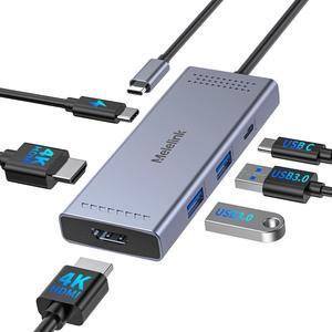 Melelink USB C Docking Station Dual Monitor HDMI Adapter, USB C Hub, Laptop Docking Station with 2 HDMI Ports 4K 60Hz,100W PD Charging,USB-C & 2 USB-A 3.0 Ports, USB C Dock for MacBook/Dell/HP/Lenovo