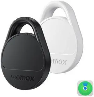 MOMAX Key Finder Luggage Tracker Smart Tag for Key, Backpack, Wallet, Pets Works with Apple Find My (iOS Only) and Global Search Range Include DIY Personalized Stickers, 2Pack