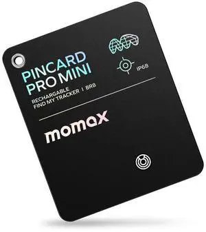 Momax Rechargeable Wireless Tracker,  iOS Only, Key Finder IP68 Waterproof, Up to 328ft Range, Smart Tracking Tag for Keys, Bags, Luggage, Wallet and More, Mini Size