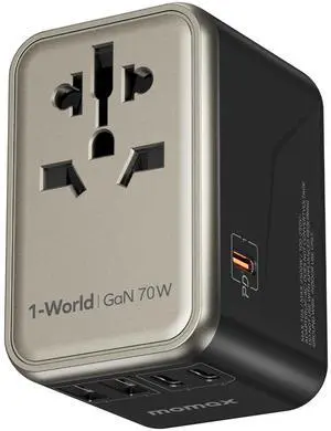MOMAX Universal Travel Adapter 70W GaN, 3 USB-C PD & 2 USB-A QC, International Power Adapter Outlet, 6-in-1 Wall Charger for Laptop, Phone, European Travel Plug Adapter for UK/US/AUS/JP, Gold MOMAX Universal Travel Adapter 70W GaN, 3 USB-C PD & 2 USB-A QC, International Power Adapter Outlet, 6-in-1 Wall Charger for Laptop, Phone, European Travel Plug Adapter for UK/US/AUS/JP, Gold