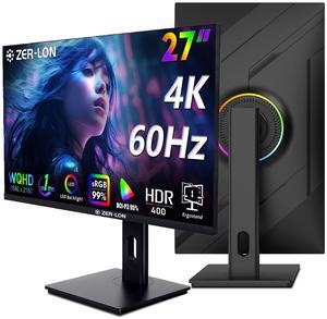 27 inch UHD Gaming Monitor, 3840 x 2160 60Hz IPS Computer Monitor, HDR400, Tilt/Swivel/Height/Pivot Adjustment, 99% sRGB, DCI-P3 95%, Eye Care, FreeSync, HDMI,DP Port