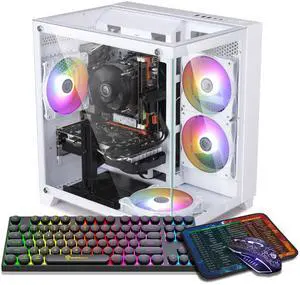 Gaming PC Desktop Computer, AMD Ryzen 5 5500 up to 4.2GHz, RTX 4060 8G, 16G DDR4 RAM, 1TB NVME SSD, WiFi 5.0, Prebuilt Gaming PC Tower Computer with RGB Fan x 5