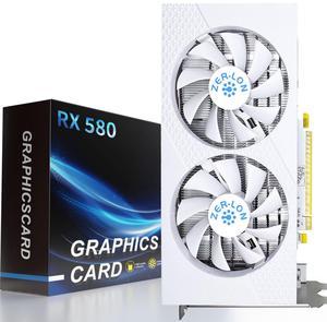 ZER LON RX 580 8G Graphic Cards, Real 8GB 256Bit 2048SP GDDR5, Pc Gaming Video Card HDMI DP DVI-Output Gaming Gpu Card with Dual Fan for Office and PC Gaming White