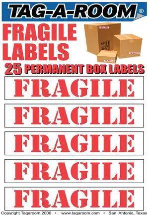 UBMOVE Red Fragile Moving Labels Identify Box Contents with 25 labels