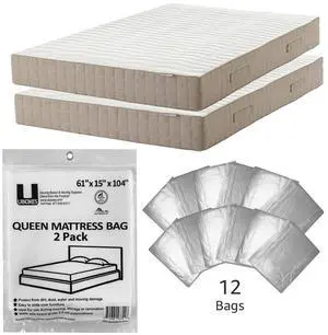 UBMOVE 12 Queen Mattress Bags 61"x15"x90" Poly Bags Protective Moving Storage