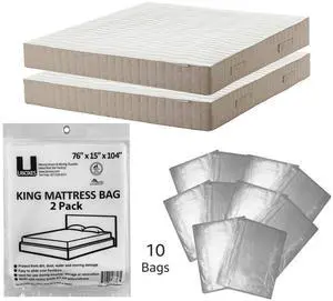 UBMOVE 10 King Mattress Covers 76x15x104" Poly Bags Protective Moving Storage
