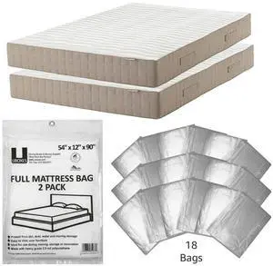 UBMOVE 18 Full Mattress Covers 54x12x90" Poly Bags Protective Moving Storage