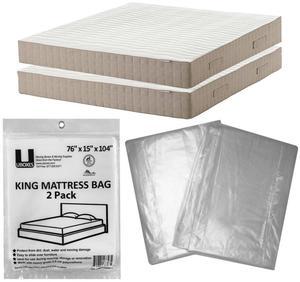 UBMOVE King Mattress bags 2 Pack 76x15x104 Poly Bags Protective Moving Storage