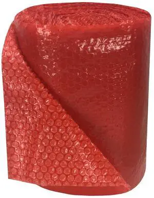 UOFFICE Small Bubble Red Wrap - 60' x 12" Wide perforated every 12"