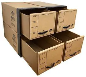 UOFFICE Quick Stack Drawer File Boxes, 24" x 12.5" x 10.5", 4 Pack