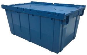 UBMOVE Storage and Packing Plastic Tote Crate (1 Pack, Blue) Attached Lid Flip Top, 27"x17"x12.5"