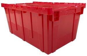 UBMOVE Storage and Packing Plastic Tote Crate Attached Lid Flip Top, 27"x17"x12"