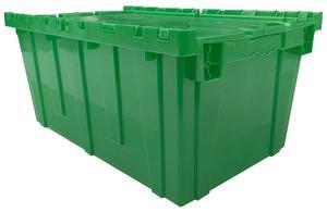 UBMOVE Storage and Packing Plastic Tote Crate Attached Lid Flip Top, 27"x17"x12"