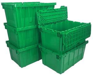 UBMOVE Storage and Packing Plastic Tote Crate Attached Lid Flip Top, 27"x17"x12"