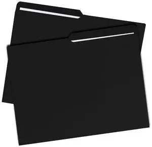 UOFFICE File Folder Letter Size 1/2 Cut Tab 100 Pack Black