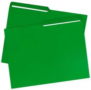 UOFFICE File Folder Letter Size 1/2 Cut Tab 100 Pack Deep Green
