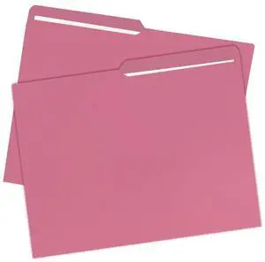UOFFICE Pink File Folder Letter Size 1/2 Cut Tab 25 Pack