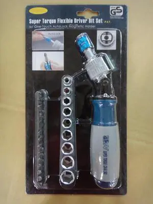 (Big Discount on Purchasing Q'ty: 24 sets) 25pcs Flexible Ratchet Screwdrivers with ISO C, E Bit type AutoLock technology Screwdrivers Bit Set (w/AutoLock Magnetic Holder )