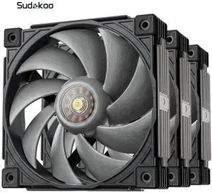 Sudokoo MACH120-3IN1 120mm Case Fan: 3 Pack PWM Quiet PC Fans with FOC Motor - 4 Pin LCP High Speed Computer Cooling Fan with 500-3000 RPM