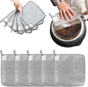 Multipurpose Wire Dishwashing Rags, 2025 Upgraded Three Layers of Thickening Rag, Reusable Hanging Wire Dishwashing Rags for Wet and Dry, Premium Metal Scrubbing Pads Sponge Clean Tool (5)