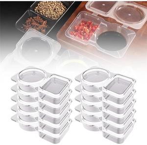 Double Compartment Condiment Container, 2025 New Reusable Snack Containers with Lids, Snack Pack Container, Double Compartment Snack Containers for Travel Camping Sauce, Condiments (20)
