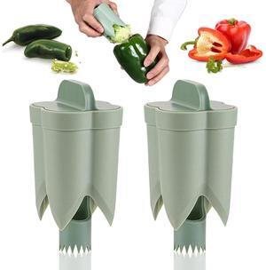 Pepper Seed Corer Remover, 2024 New 2 in 1 Bell Pepper Cutter Pepper Porer Seed Remover Tool, Quickly Cutting and Deseeding Bell Pepper Corer Tool for Vegetables Kitchen Gadget (1)