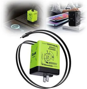 2-in-1 GaN 120w Fast Charger, 2025 Upgraded Scalable Retractable 120w Fast Charger Module, All in 1 Foldable Charging Adapter Wall Plug for Phone, Tablet, Laptops