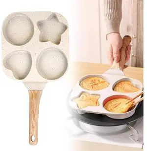 4-Cup Egg Pan Nonstick, Healthy Breakfast Aluminum Egg Frying Pan, Omelette Pans Pancake Pans for frying Eggs, Pancake, Omelet, Hamburger, Bacon, Suitable for Gas Stove & Induction Cookware (White)