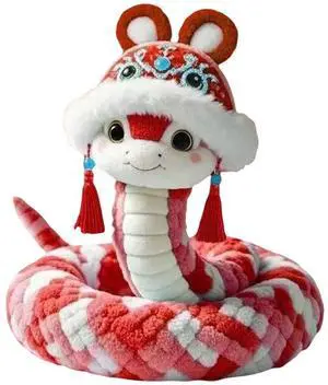 2025 Snake Year Doll, Elegant Snake Year Mascot Lion Dance Good Luck, Cute Chinese Style Plush Toy Ornament Gift For Best Friends Red