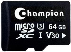 Champion Computer|Original Micro SD Memory Card with Full-Size Adapter, U3, Read speed up to 100MB/s, 128GB, smartphone, Nitendo-Switch, Security Camera (U3- 64GB)