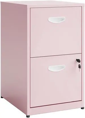 Polup 2 Drawer File Cabinet with Lock, Two Drawer Filing Cabinet for Home Office, Small Files Cabinets for Under Desk, Metal Locking Filing Cabinets for Letter Size, Pink, Assembly Required