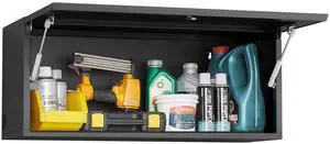 POLUP Metal Wall Cabinet for Garage, Wall Mounted Storage Cabinet with Gas Spring, 14"H Lockable Tool Cabinet, Small Hanging Cabinet for Workshop, Warehouse, Enclosed Trailers - Assembly Required