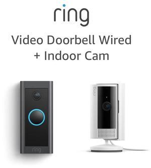 All-new Ring Indoor Cam, White with Ring Video Doorbell Wired