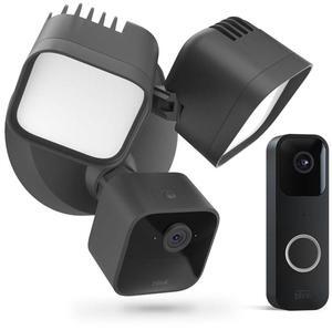 Blink Wired Floodlight Camera + Video Doorbell | Two-way audio, HD day and night video, motion detection, Works with Alexa - (Black)