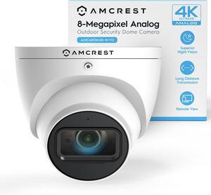 Amcrest Analog 4K Outdoor Security Camera, Turret 8MP @15fps CCTV-Coax-BNC Camera, 65ft Night Vision, 125° Angle, Built-in Mic, White (AMC4KDM28-W-V3), (Not an IP Camera) DVR Required, Not Included