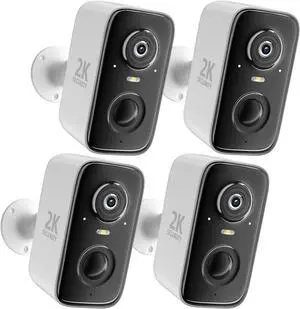 Rraycom 4Pc Security Cameras Wireless Outdoor,2K Battery Powered AI Motion Detection Spotlight Siren Alarm Surveillance Indoor Home Camera, Color Night Vision, 2-Way Talk, Waterproof, Works/Alexa