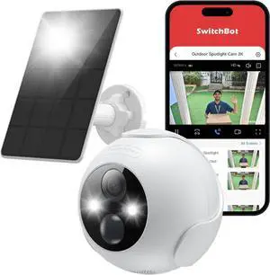 SwitchBot Wireless Security Camera Kit, 2K Outdoor Camera with Solar Panel, Uninterrupted Surveillance for Home Security, Color Night Vision, AI Human/Pet Motion Detection, Works with Alexa, WiFi 2.4G