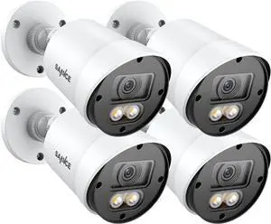SANNCE Full Color Night Vision Security Camera, 4pcs 1080P TVI Wired CCTV Surveillance Camera for Home, Indoor Outdoor Use, Built-in 3500K Smart Warm Spotlight LED, 4 Cameras with Adapter & Cables