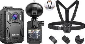BOBLOV KJ23Pro 2K Body Camera, 256GB, Night Vision, 15Hrs Battery, 1080p Video, Universal Mount BOBLOV KJ23Pro 2K Body Camera, 256GB, Night Vision, 15Hrs Battery, 1080p Video, Universal Mount