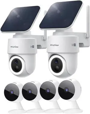 LaView Indoor Security Camera & 360° Pan&Tilt Solar Camera Outdoor Wireless, Cameras for Home Security, Compatible with Alexa