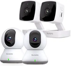 blurams 5GHz Cameras for Home Security 2K, Security Camera 4-Pack, Pet Camera with Phone App w/AI Motion Detection, 2-Way Audio, Compatible with Alexa&Google Home