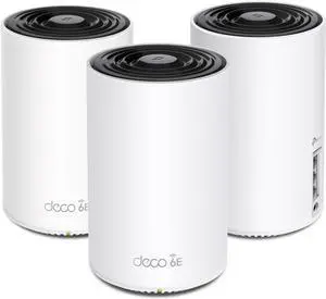 TP-Link Deco AXE5400 Tri-Band WiFi 6E Mesh System - Wi-Fi up to 7200 Sq.Ft, Engadget Rated Best Mesh For Most People, Replaces WiFi Router and Extender, AI-Driven Mesh New 6GHz Band, 3-Pack(Deco XE75)
