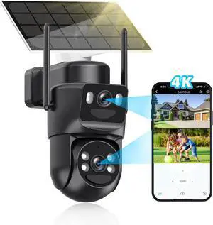 4K Security Cameras Wireless Outdoor, 5GHz/2.4GHz WiFi Solar Battery Powered Cameras for Home Security with Color Night Vision, Human Detection, Siren, 2-Way Talk, IP66
