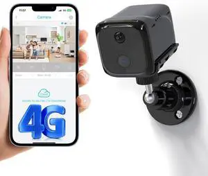 No WiFi Security Camera Wireless Indoor, 4G LTE Cellular Surveillance Cam Without WiFi Needed, Night Vision Battery Camera, 20 Day Standby Battery, Built-in SIM Card, PIR Motion, 2K Video