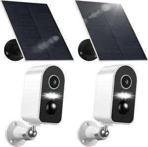 Solar Security Cameras Wireless Outdoor, Battery Powered 2K WiFi Cameras for Home Surveillance, PIR/AI Motion Detection, Waterproof, Color Night Vision, 2-Way Audio, (2 Pack)