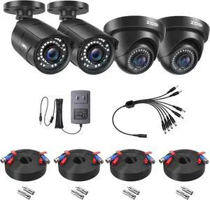Gadpiparty ZOSI 4 x 2MP 1080p 1920TVL Security Camera Outdoor Indoor (Hybrid 4-in-1 HD-CVI/TVI/AHD/960H Analog CVBS), 36PCS LEDs, 120ft Night Vision, 105°View Angle Surveillance CCTV Bullet Camera (B