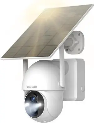 Solar Security Camera Outdoor Wireless, 2K WiFi Outdoor Security Camera, Night Vision, PIR Motion Detection, Two-Way Voice Call, 360°Pan Perfect for Outdoor