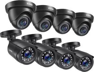 Gadpiparty ZOSI 8PK 1920TVL 1080P Security Camera 3.6mm Lens 24 IR-LEDs 2.0MP CCTV Camera 80ft Night Vision Home Security Day/Night Waterproof Camera for 720P/1080N/1080P/5MP/4K Analog DVR Systems