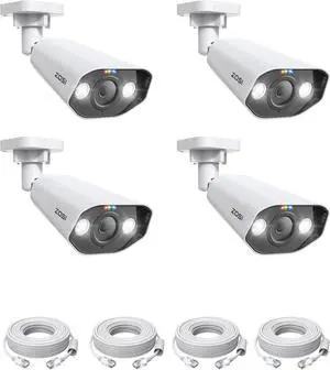 Gadpiparty ZOSI 4PK 8MP PoE IP Camera with Ethernet Cables 4K Outdoor Security Camera with 2-Way Talk,Color Night Vision,Smart Light&Sound Alerts,IP66 Waterproof, Only Work with ZOSI 4K PoE NVR