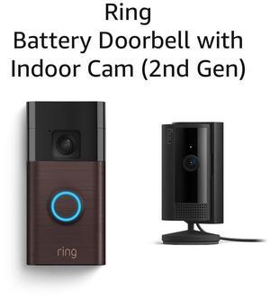 Ring Battery Doorbell with Ring Indoor Cam 2nd Gen (Black)
